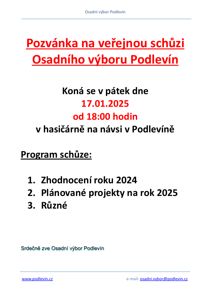 Veřejná schůze osadního výboru